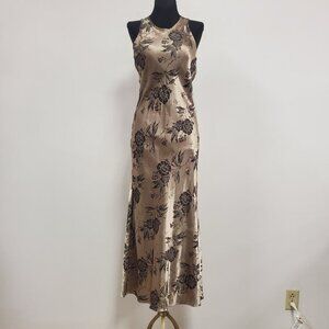 Vintage DBY Womens‎ Floral Fairy Grunge Maxi Dress Size 3 Gold Romantic Bias